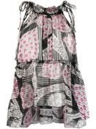 Isabel Marant Sleeveless Floral Panelled Top - Black