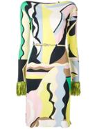 Emilio Pucci Vallarius Print Sequins Fringe Sleeve Dress - Green