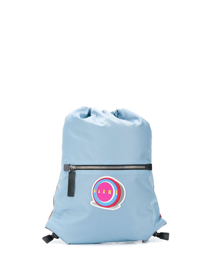 Marni Logo Drawstring Backpack - Blue