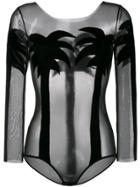 Alexia Hentsch Black Silk Blend Palm Tree Bodysuit