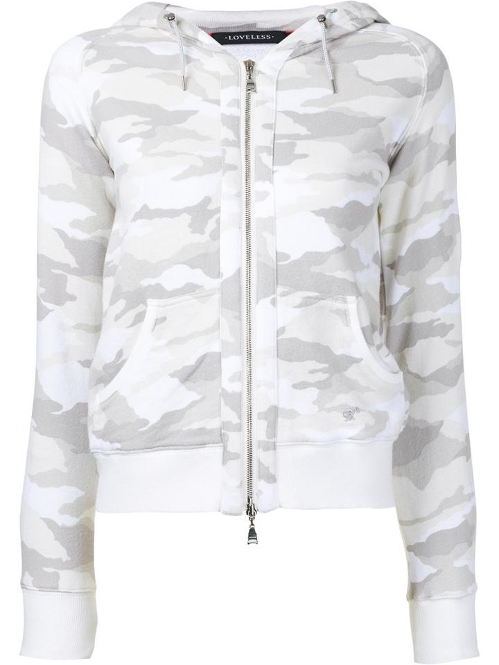 Loveless - Camouflage Drawstring Hoodie - Women - Cotton - 34, White, Cotton