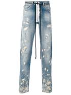 Off-white Distressed Slim-fit Jeans - Blue