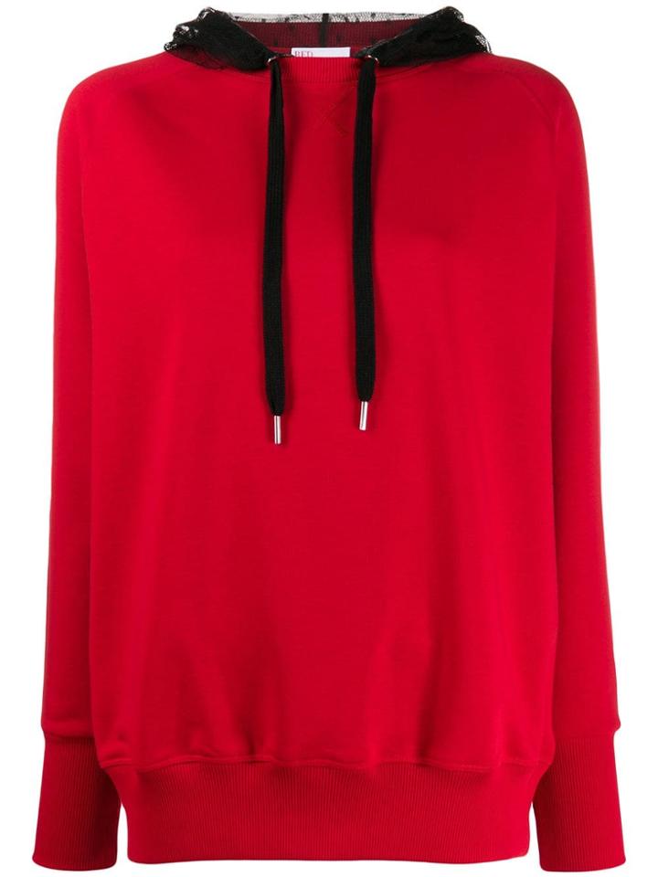Red Valentino Lace Hood Sweatshirt