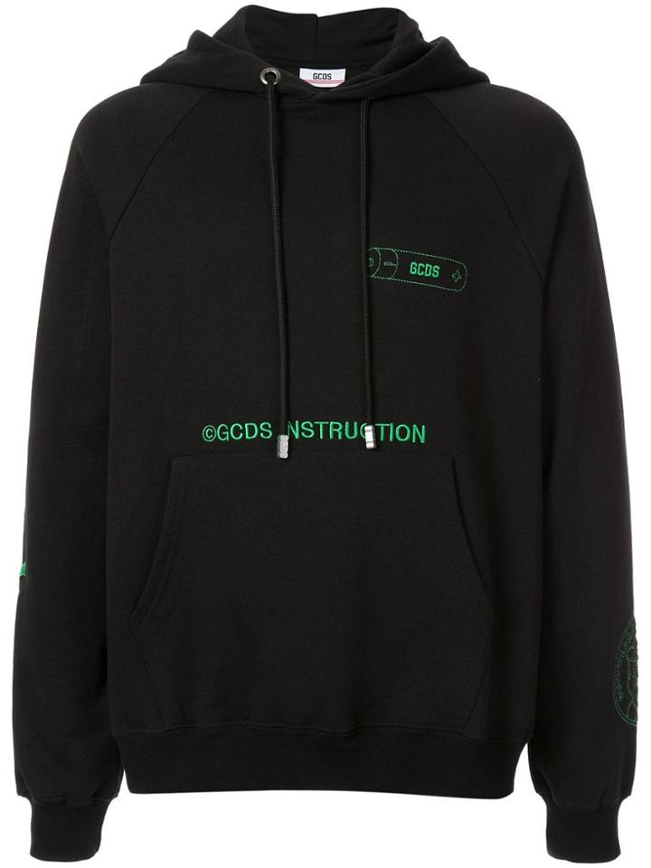 Gcds Embroidered Logo Hoodie - Black