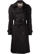 Saint Laurent Belted Trench Coat, Women's, Size: 36, Black, Silk/cotton/polyester