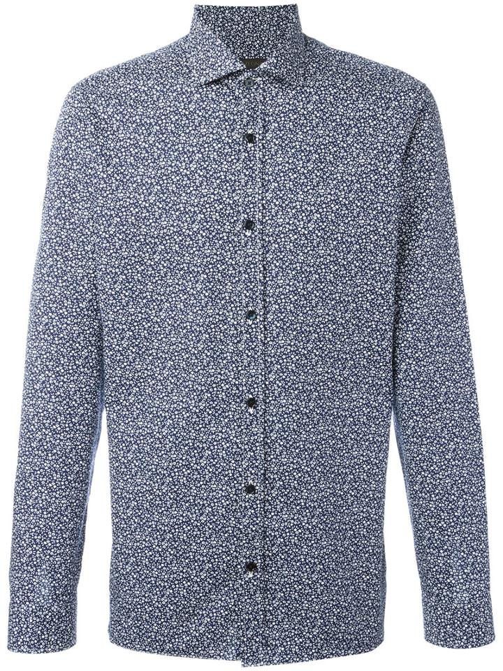 Z Zegna Printed Shirt, Men's, Size: 43, Blue, Cotton