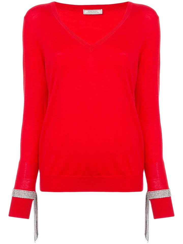 Nina Ricci Crystal Detailed Jumper - Red