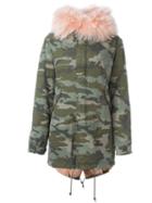 Mr & Mrs Italy Raccoon And Coyote Fur Lined Parka, Women's, Size: Xxs, Green, Cotton/lamb Skin/coyote Fur/racoon Fur