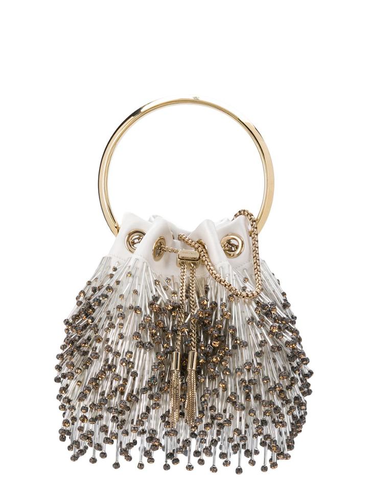 Jimmy Choo Bon Bon Bead-fringed Bag - White