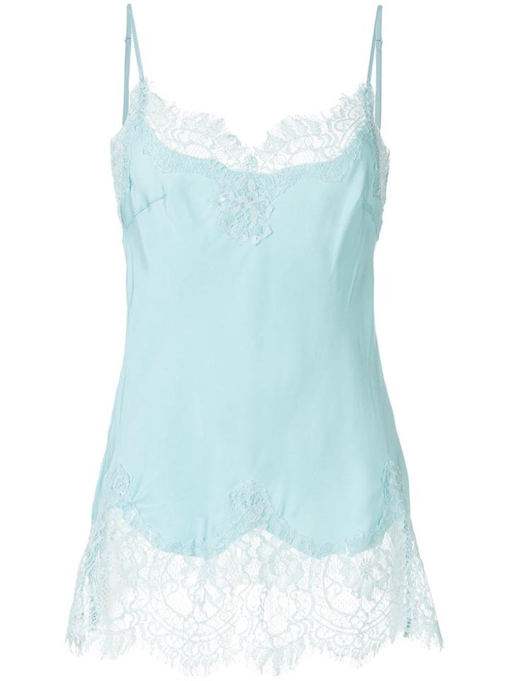 Gold Hawk Lace Detail Tank Top - Blue
