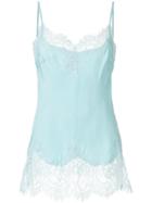 Gold Hawk Lace Detail Tank Top - Blue