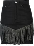 Saint Laurent Fringed Denim Skirt