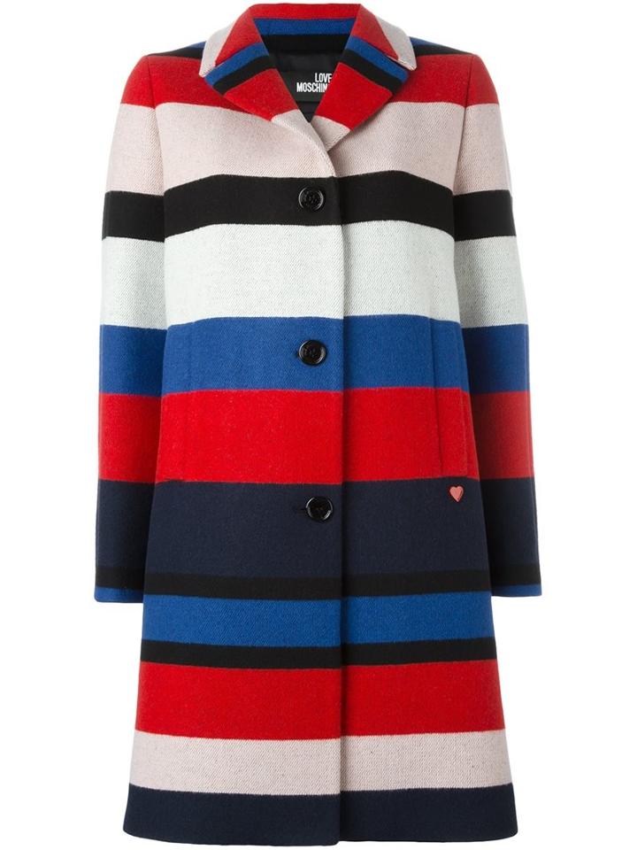 Love Moschino Striped Coat, Women's, Size: 42, Cotton/acrylic/polyester/other Fibers