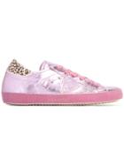 Philippe Model Leopard Print Lace-up Sneakers - Pink & Purple