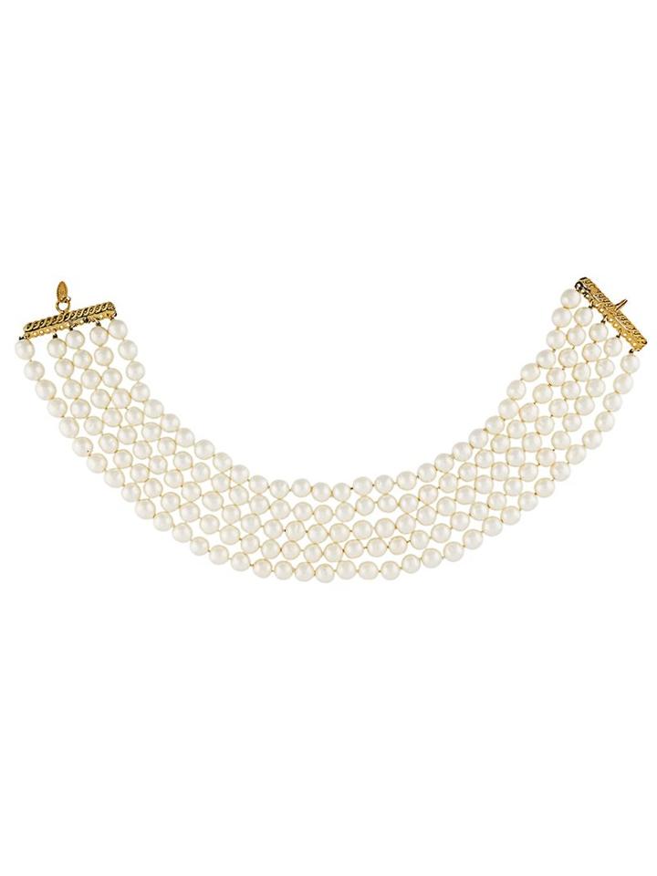 Chanel Vintage Faux Pearl Five Strand Necklace, Women's, White