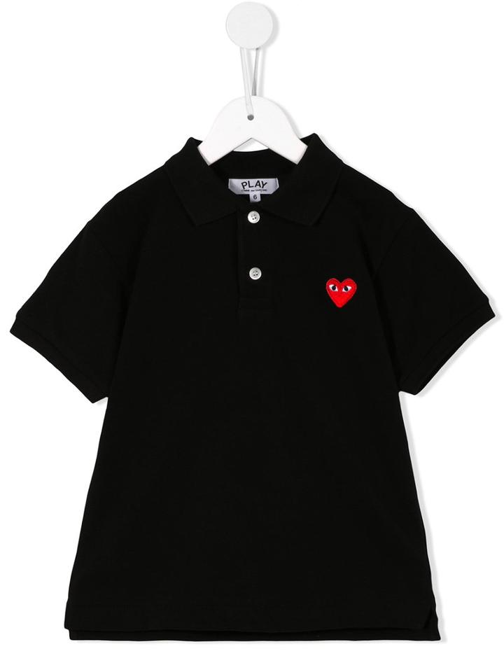 Comme Des Garçons Play Kids - Embroidered Logo Polo Shirt - Kids - Cotton - 6 Yrs, Black