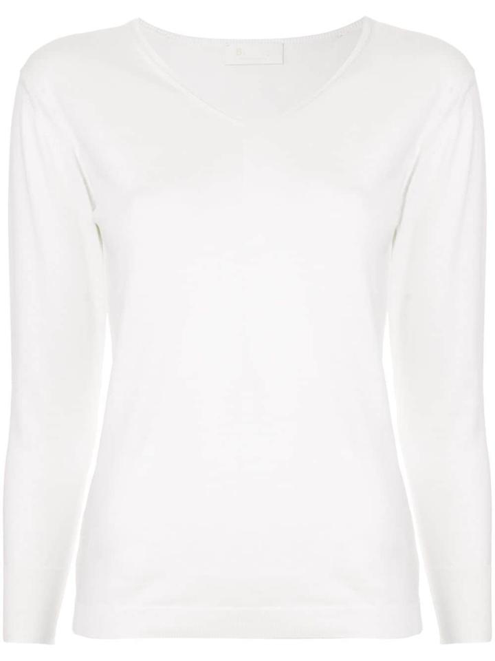 Ballsey Knitted V-neck Top - White