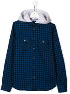 Msgm Kids Hooded Plaid Shirt - Blue