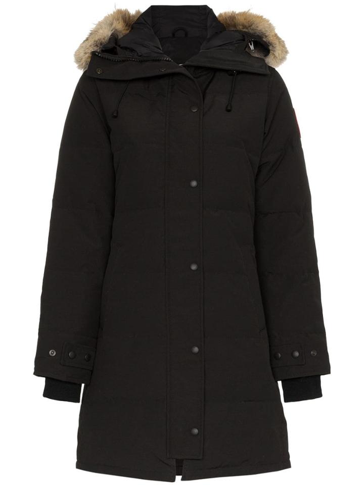 Canada Goose Shelburne Coyote Fur Trimmed Feather Down Parka - Black
