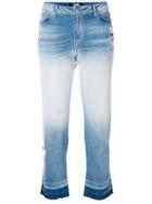 Karl Lagerfeld Patch-appliqué Ombré Cropped Jeans - Blue