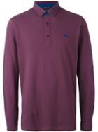 Etro Long Sleeve Polo Shirt, Men's, Size: Medium, Pink/purple, Cotton