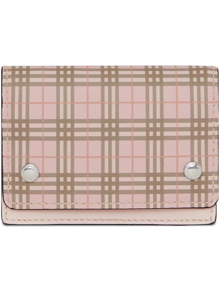 Burberry Small Scale Check And Leather Folding Card Case - Pink &