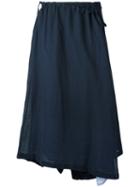 Y's Asymmetric Wrap Skirt, Women's, Size: 1, Blue, Cotton/cupro