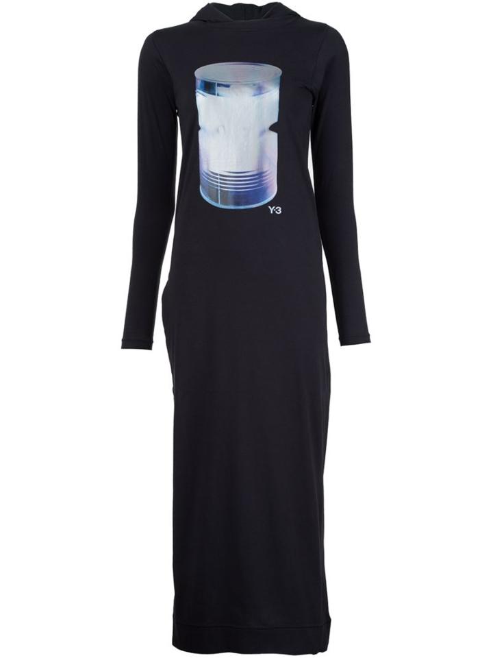 Y-3 Can Print Jersey Dress, Women's, Size: Medium, Black, Cotton