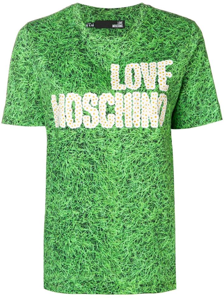 Love Moschino Grass Print T-shirt - Green