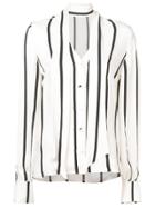 Roqa Striped Tie Neck Shirt - White