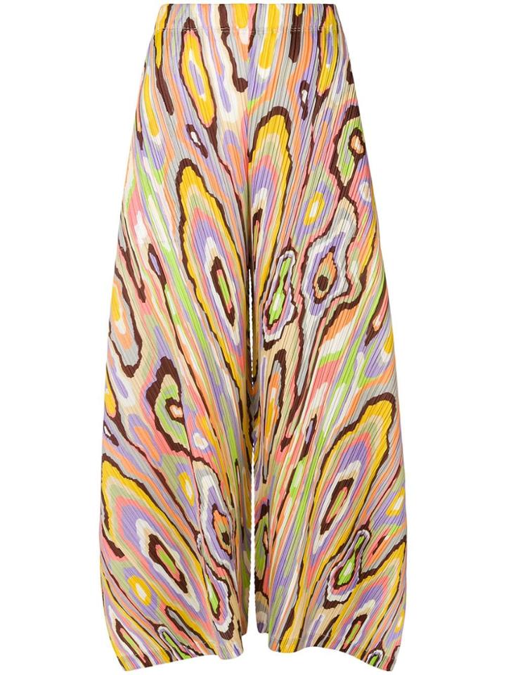 Pleats Please By Issey Miyake Wide Leg Cropped Trousers - Yellow