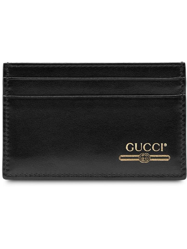 Gucci Leather Card Case With Gucci Logo - Black
