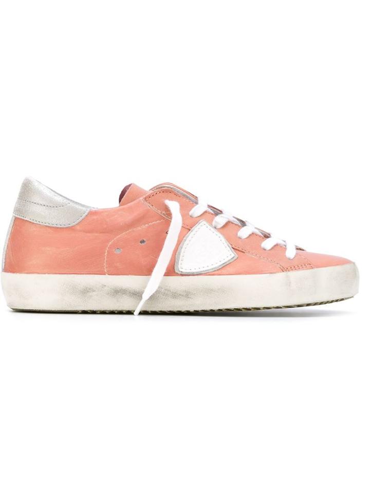 Philippe Model Logo Patch Sneakers, Women's, Size: 37, Pink/purple, Leather/rubber/cotton