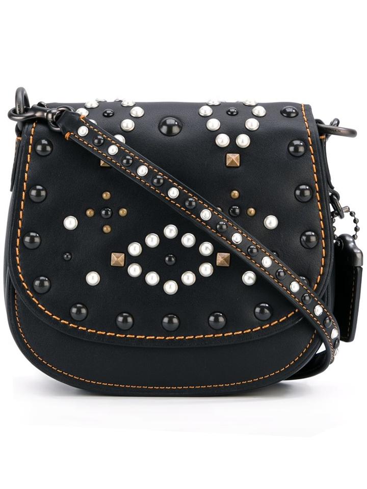 Coach Mini Studded Shoulder Bag, Women's, Black