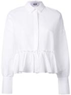 Msgm Peplum Hem Blouse, Women's, Size: 46, White, Cotton/polyester