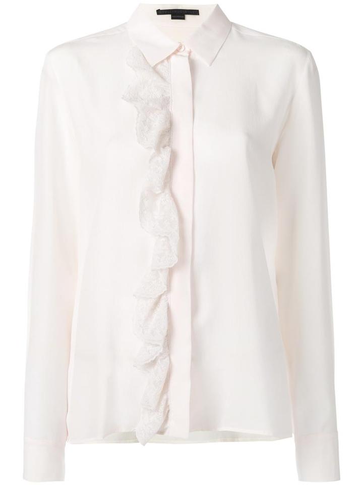 Stella Mccartney Ruffle Lace Placket Shirt, Women's, Size: 40, Nude/neutrals, Silk/cotton