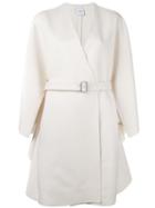 Agnona Belted Coat, Size: Large, White, Wool