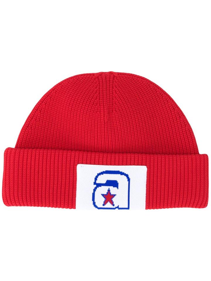 Alexander Wang Ribbed Logo Beanie - Red