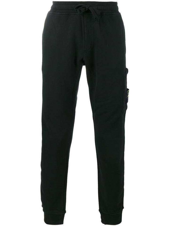 Stone Island - Logo Patch Track Pants - Men - Cotton - L, Black, Cotton