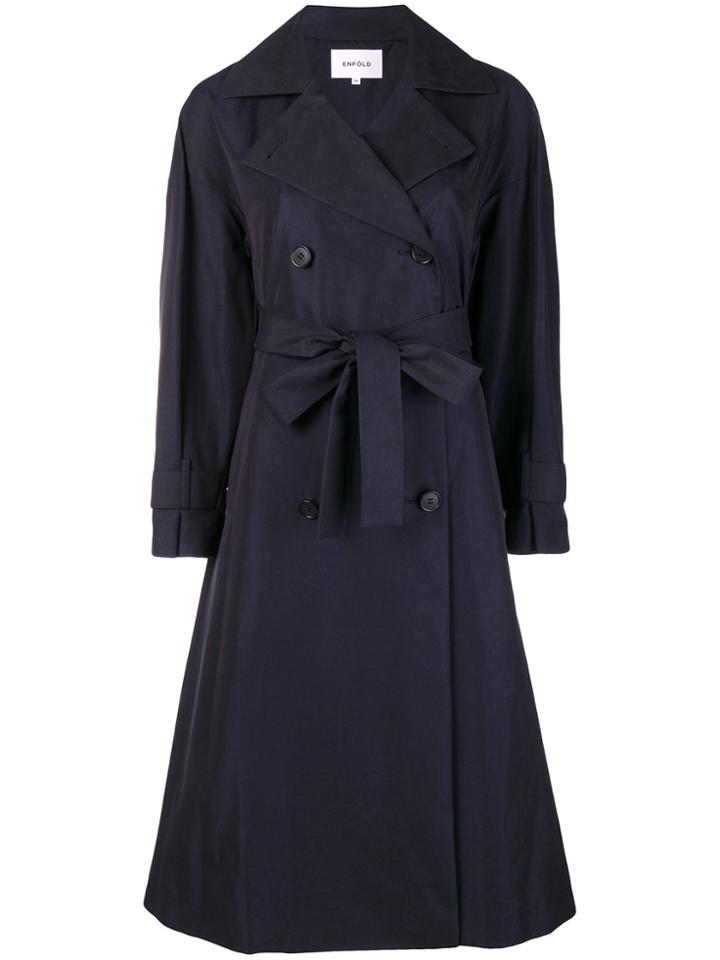 Enföld Oversized Belted Coat - Blue