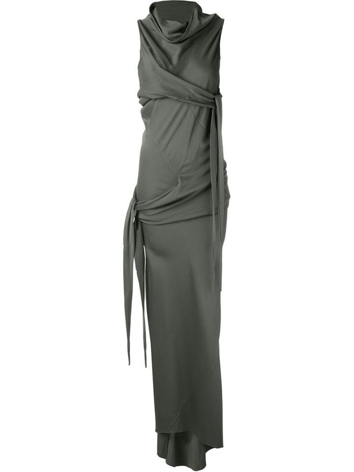 Rick Owens Cadi Stretch Draped Evening Dress, Women's, Size: 44, Green, Spandex/elastane/viscose