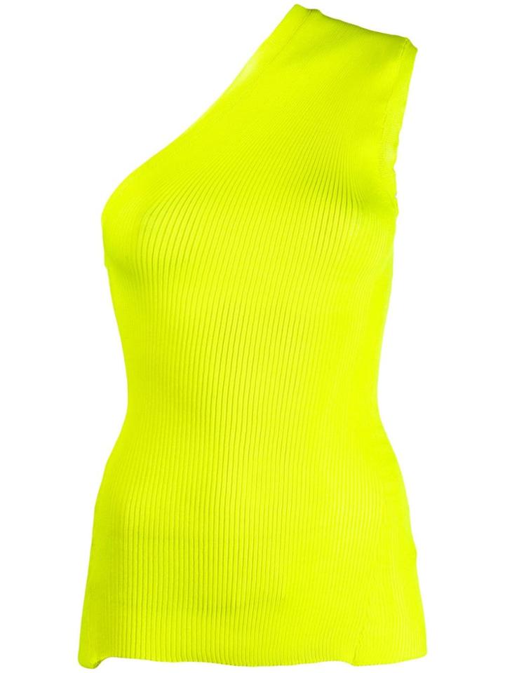 Maison Flaneur Ribbed-knit One-shoulder Top - Yellow