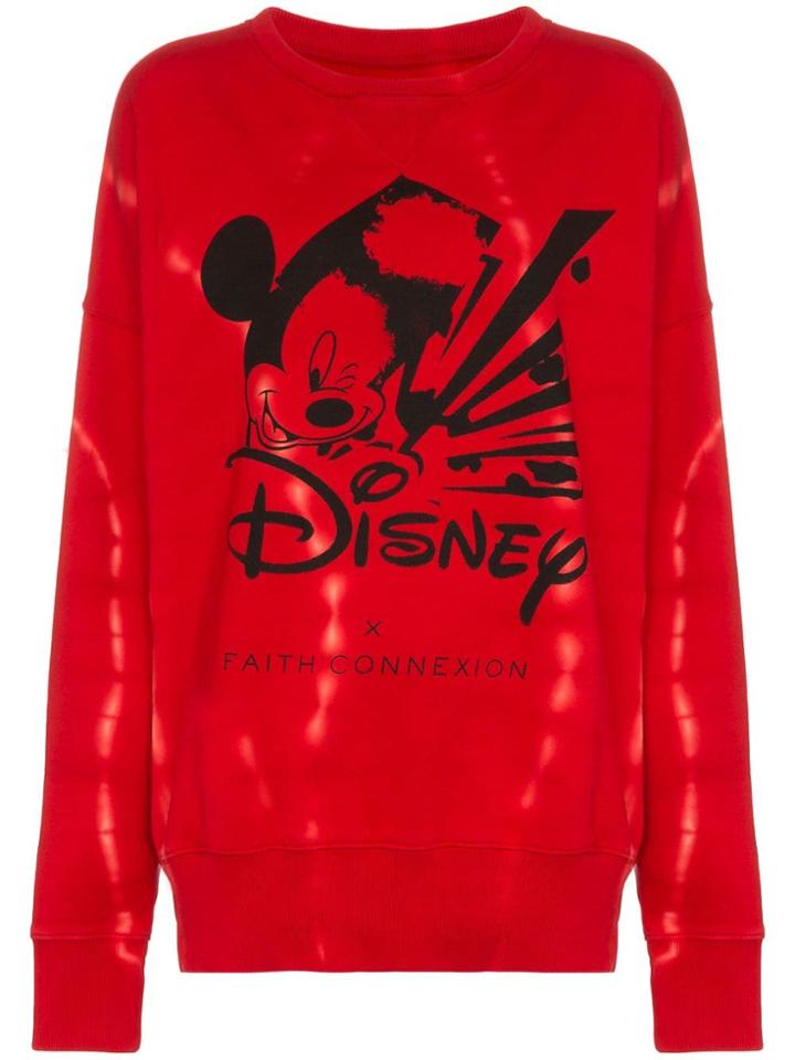 Faith Connexion Mickey Long-sleeved Cotton Red Sweatshirt