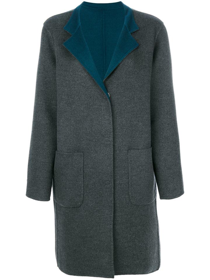 Manzoni 24 Contrast Lapel Coat - Grey