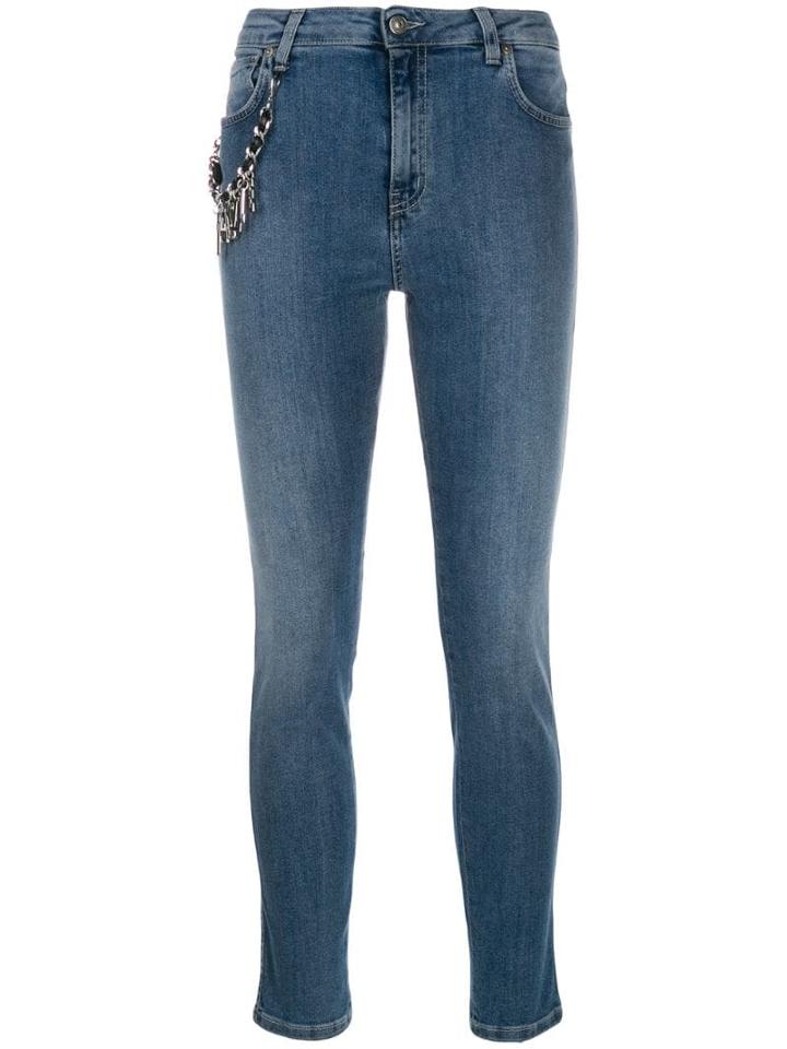 Gaelle Bonheur Logo Charm Skinny Jeans - Blue