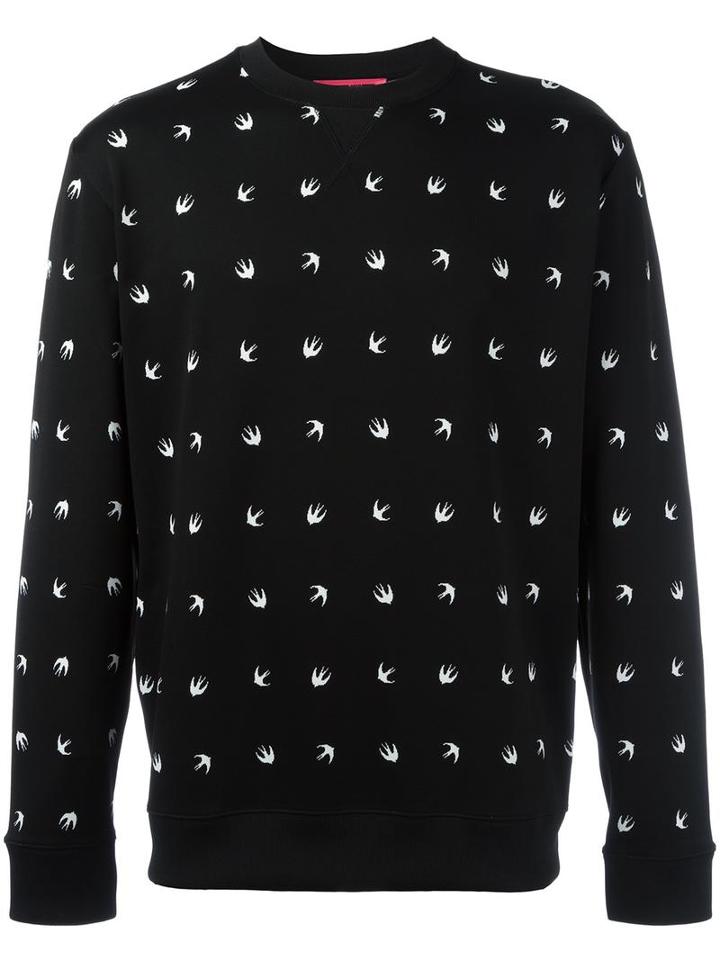 Mcq Alexander Mcqueen Swallow Intarsia Jumper, Men's, Size: Large, Black, Polyamide/spandex/elastane