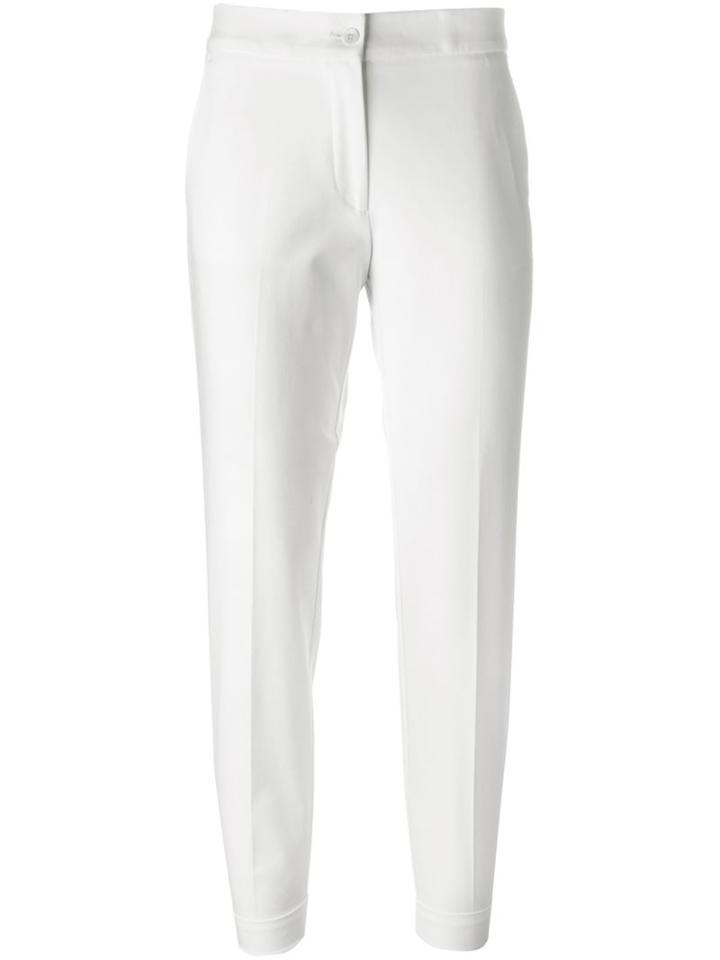 Etro Slim Cropped Trousers, Women's, Size: 44, White, Cotton/polyamide/spandex/elastane