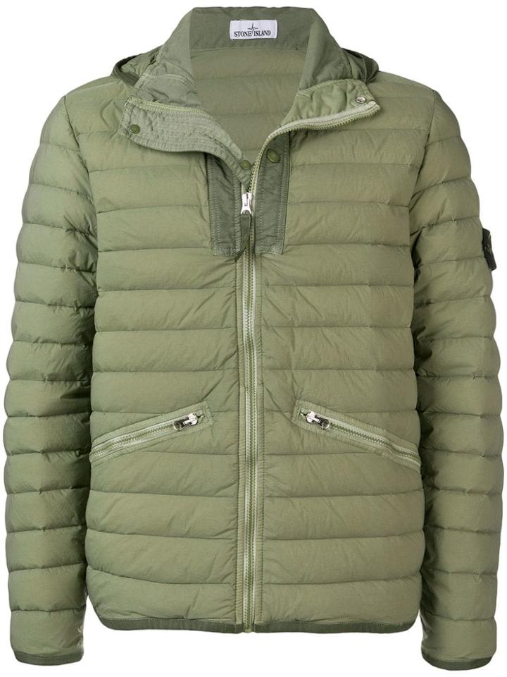 Stone Island Logo Patch Down Jacket - Green