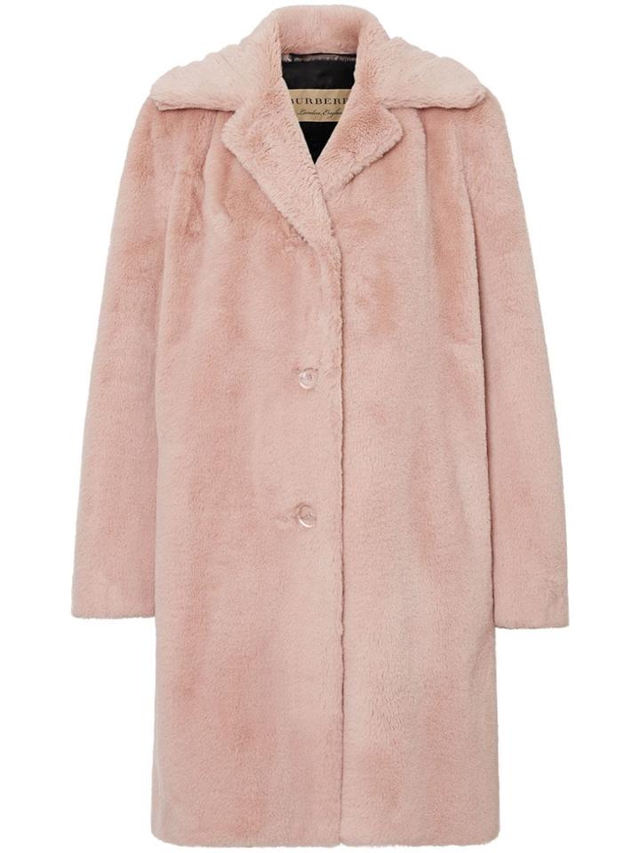 Burberry Faux Fur Single-breasted Coat - Pink