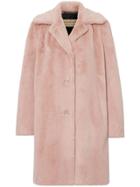 Burberry Faux Fur Single-breasted Coat - Pink